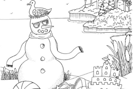 winter beach coloring page