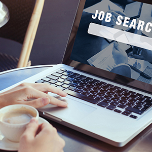 job search concept, find your career, woman looking at online we