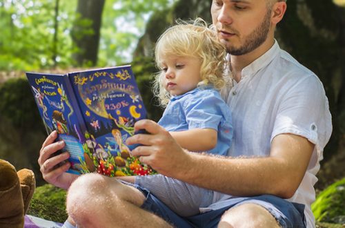 Father reading to child