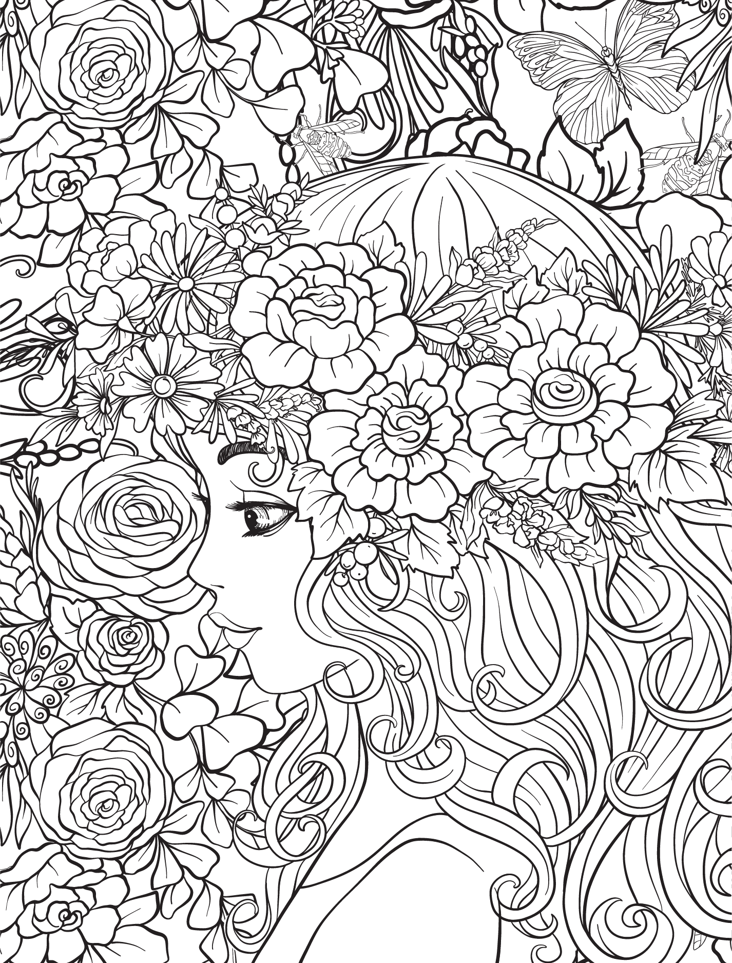 Flower Girl Coloring Book