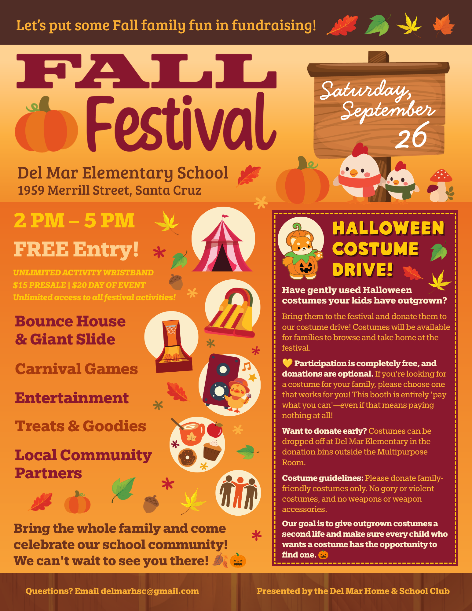 Del Mar Elementary Fall Festival, September 26, 2026, 2–5 p.m.